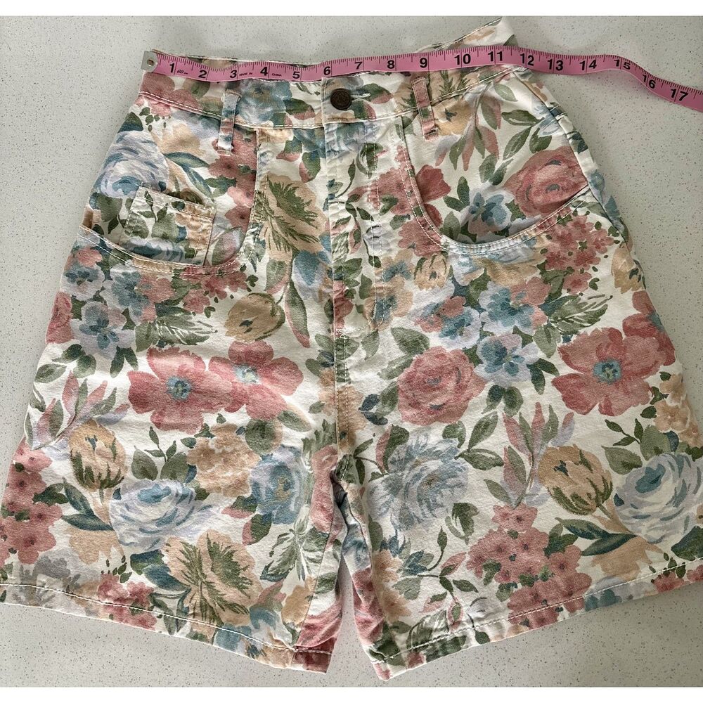 Vintage High Waisted Floral Shorts 100% Cotton
